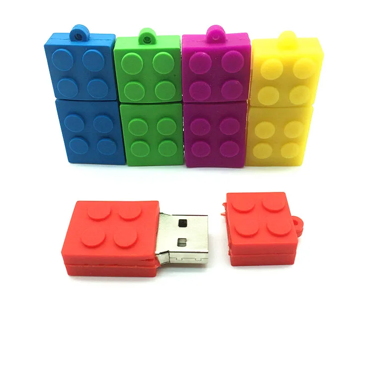 

High Speed USB 3.0 pendrive cartoon building blocks usb flash drive silicone pen drive 8gb 16gb 32gb children toy memory flash