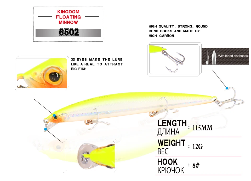 Королевство рыболовные приманки для моря плавающий жесткие приманки на пескаря 115 мм 12 г рыболовные воблеры эффективная рыболовные снасти рыболовная приманка