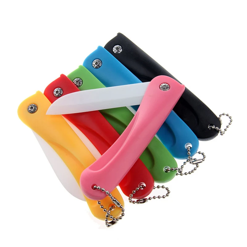 

1 PC EDC Ceramic Fruit Knife Portable Folding Knife Kitchen Knife Peeling Cutting Tool with Chain Fruit Cutter Vegetable Cut