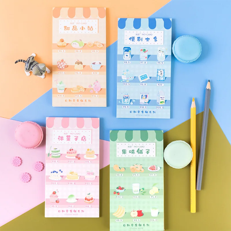 

Mohamm Cute Snack Shop Series Kawaii Sticky Notes Office Decor Memo Pad Paper Shipping Supplies Decoration Japanese Stationery