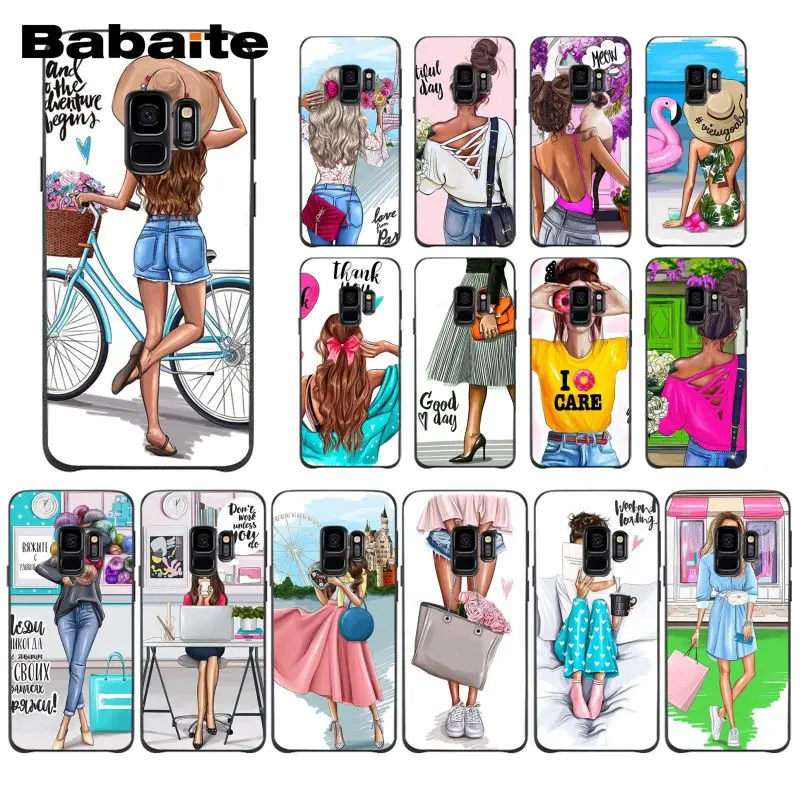 

Babaite VOGUE Christmas Princess Girl Female boss coffee Phone case for Samsung Galaxy S8 S7 edge S10 Plus S10E S10lite S9