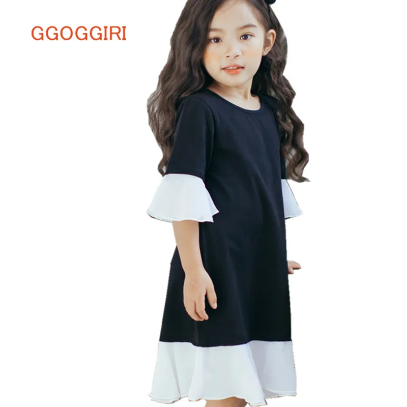 GGOGGIRI Brand Big Chlidren Clothing New Girls font b Summer b font Fashion Cotton Cute Patchwork