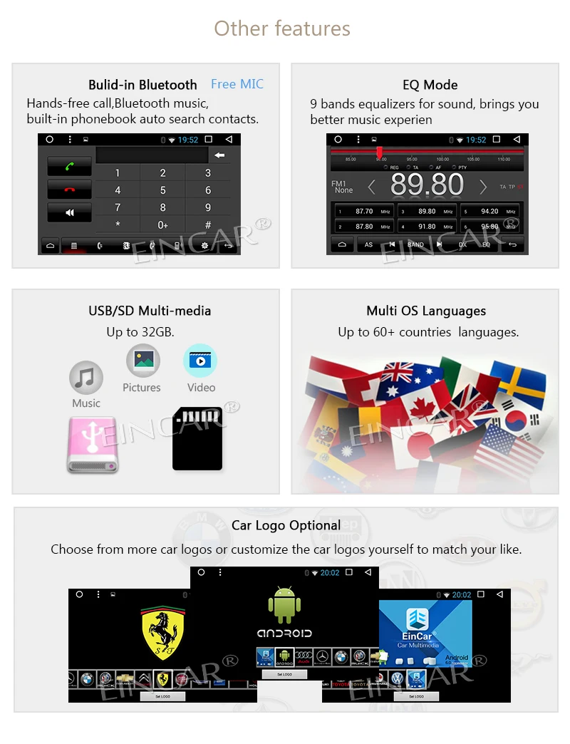 Flash Deal Eincar HD 7"Android 6.0 Car Radio 2Din Stereo Touchscreen GPS Head Unit Support External Microphone Wifi 4G Autoradio RDS/SD/USB 9