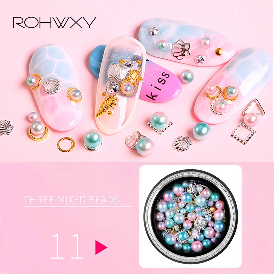 

ROHWXY 1Box Nail Art Decorations For Manicure Charm Rhinestones Nails Accessories For Nail Design 3D Nail Stones DIY Supplies