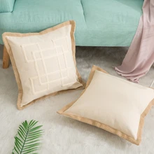 

European Cotton Linen Cushion Cover Geometric Decorative Pillowcase Home Decor Sofa Throw Pillow Cover Solid Color 50x50cm New