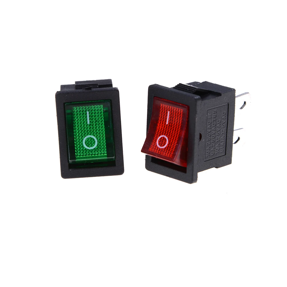 

5pcs/lot 15*21mm 2 Colors LED Light SPST 4PIN ON/OFF Boat Rocker Switch 6A/250V 10A/125V