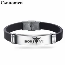 Canuo для мужчин Новое поступление Bon Jovi браслет знаменитая рок-группа черные браслеты модные подарки для мужчин регулируемые браслеты hombre ювелирные изделия