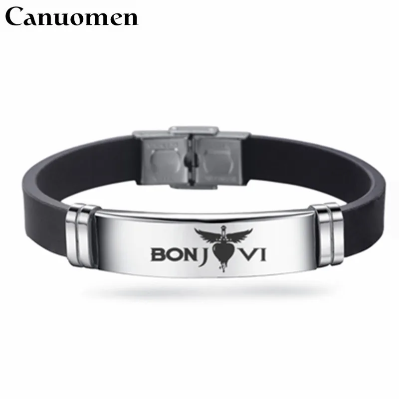 

Canuomen New Arrival Bon Jovi Bracelet Famous Rock Band Black Bracelets Fashion Gifts for Men Adjustable pulsera hombre Jewelry