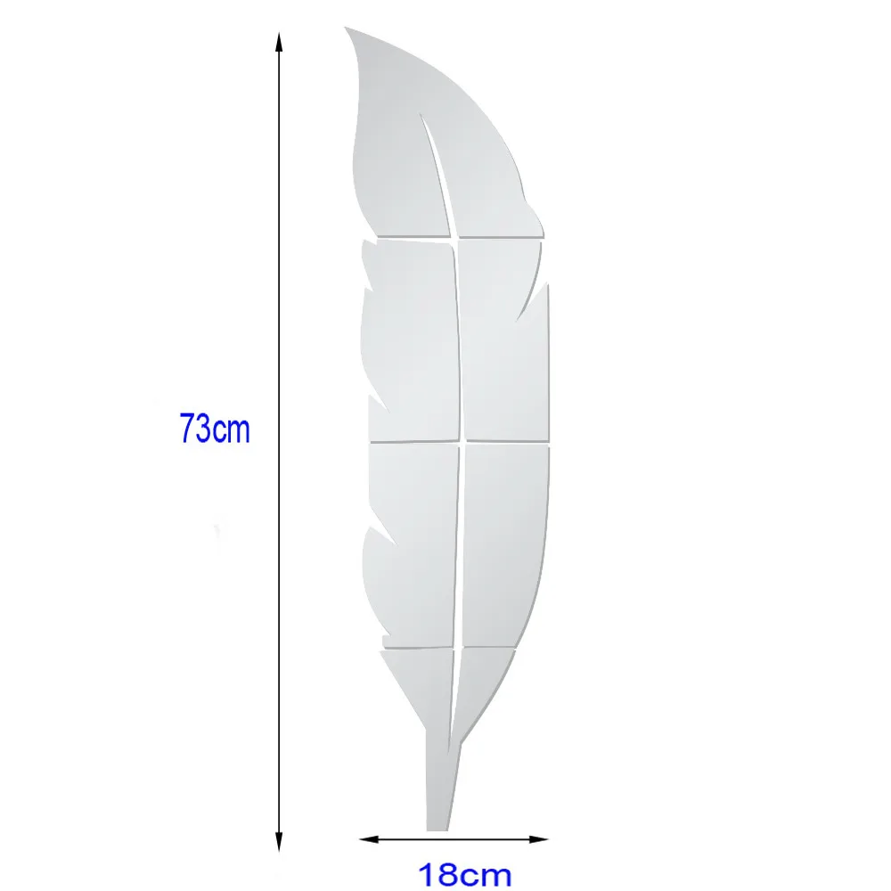 Съемный перо зеркало наклейки на стену Наклейка дом винила искусства украшения комнаты DIY 23