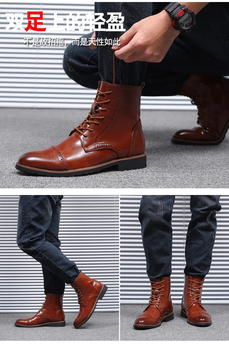 Мужская обувь из искусственной кожи на шнуровке; Мужская обувь высокого качества в винтажном британском стиле; военные ботинки; сезон осень-зима; Новинка года; размера плюс
