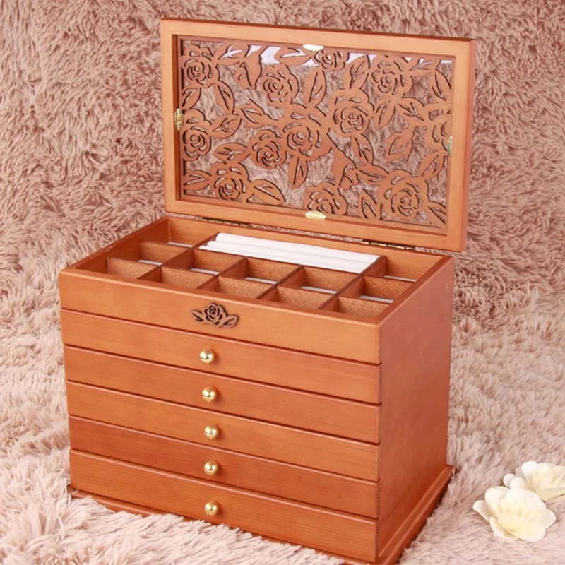 Шкатулка для ювелирных изделий из натурального дерева в стиле ретро|organizer storage