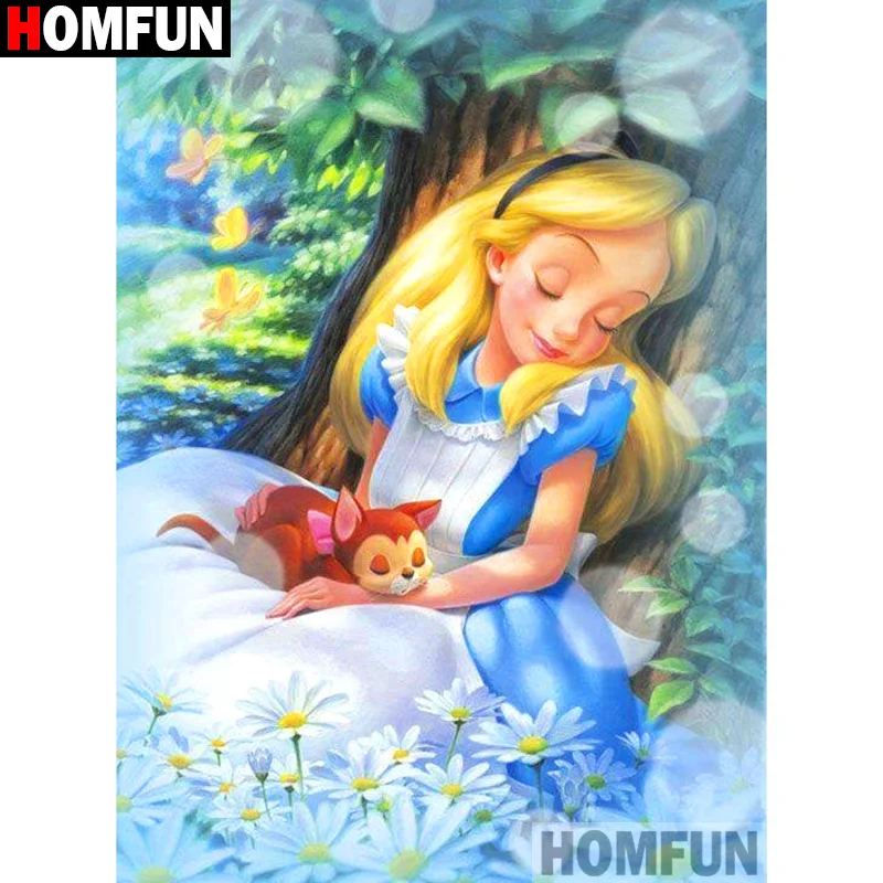 

HOMFUN Full Square/Round Drill 5D DIY Diamond Painting "Cartoon beauty" 3D Diamond Embroidery Cross Stitch Home Decor A19646
