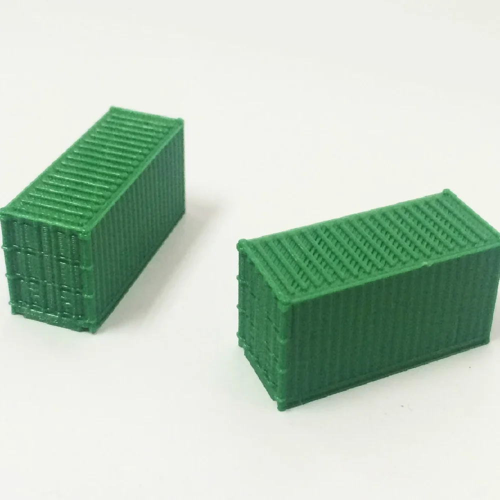 

1:160 N scale model shipping container green brown and silver container for Train railway model scene