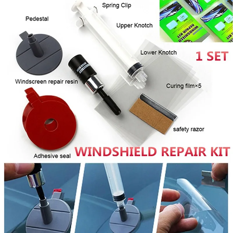 

DIY Repair Kit Tools For Chip Crack Bullseye Protective Decorative Stickers Auto Car Glass Windscreen Windshield Repair Set