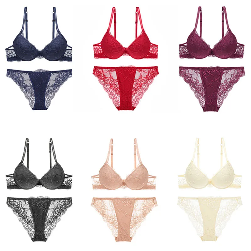 Women Sexy Lace Bra Set Fashion Push Up Underwire Cup Lingerie Front Closure Underwear Bras (20)