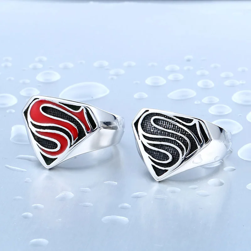 BEIER New Superman S Logo Super Hero Jewelry Stainless Steel Movie Ring Wholesale Factory Price BR8-116B