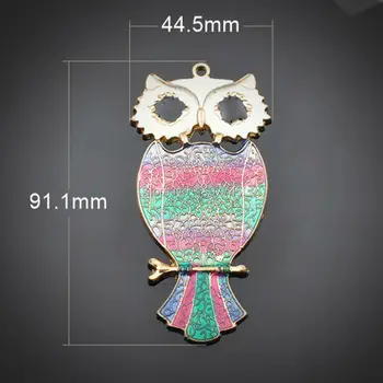 

10PCS 44.5x91.1mm Antique Silver Plated Zinc Alloy Metal Charms Colorful Night Owl Diy Jewelry Accessories