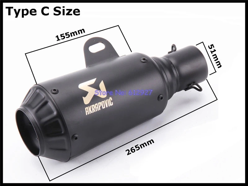 Универсальный Впускной 51 мм мотоциклетный глушитель из нержавеющей стали с лазерным логотипом Akrapovic мотоциклетный глушитель выхлопной трубы Escape