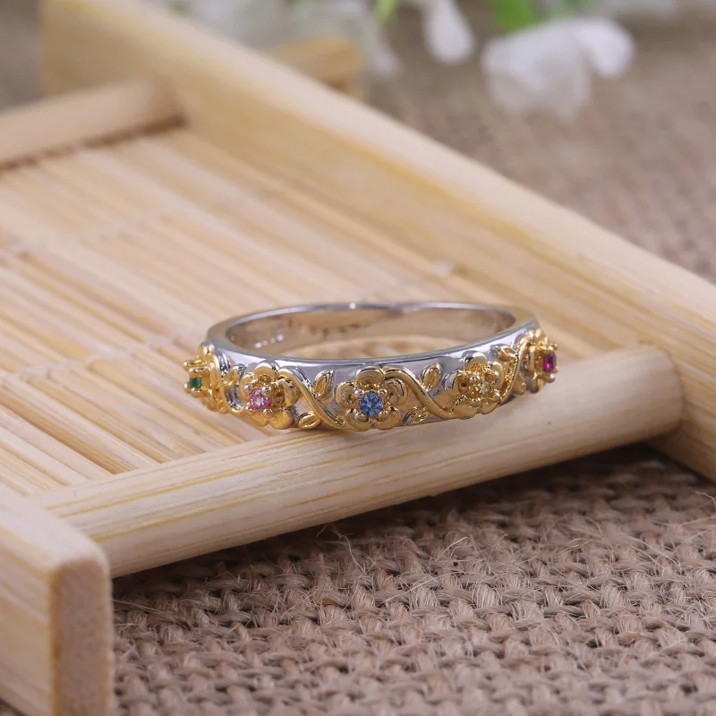 Huitan, романтическое растение, Женское кольцо, браслет с красочными фианитами, камень, установка, цветок, элегантные, модные на юбилей, подарок для женщин
