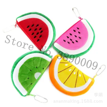 

30 Pcs New 14.5cm cartoon coin purse key ring watermelon dot wallet keychain fruit keychain plush toy key ring