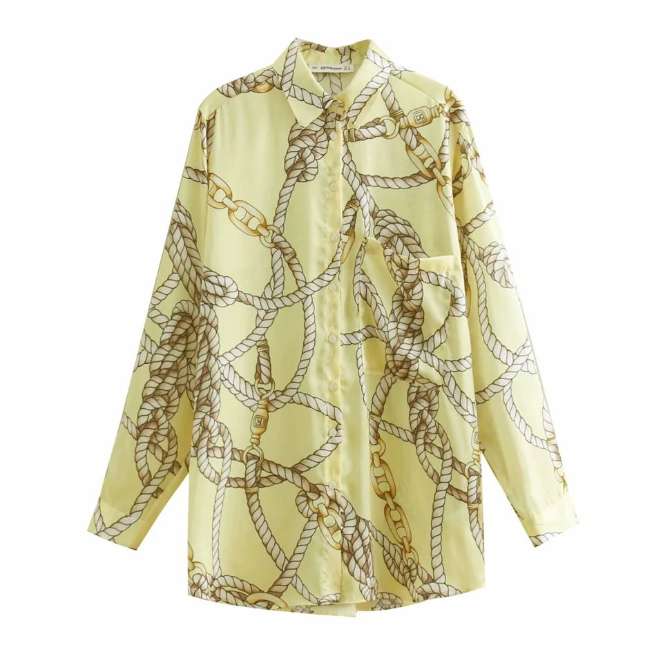 

Women Casual 2019 Summer Shirts Blouses and Tops Long Sleeve Pocket Print Turn-down Collar Female Loose Shirts blusas camisa