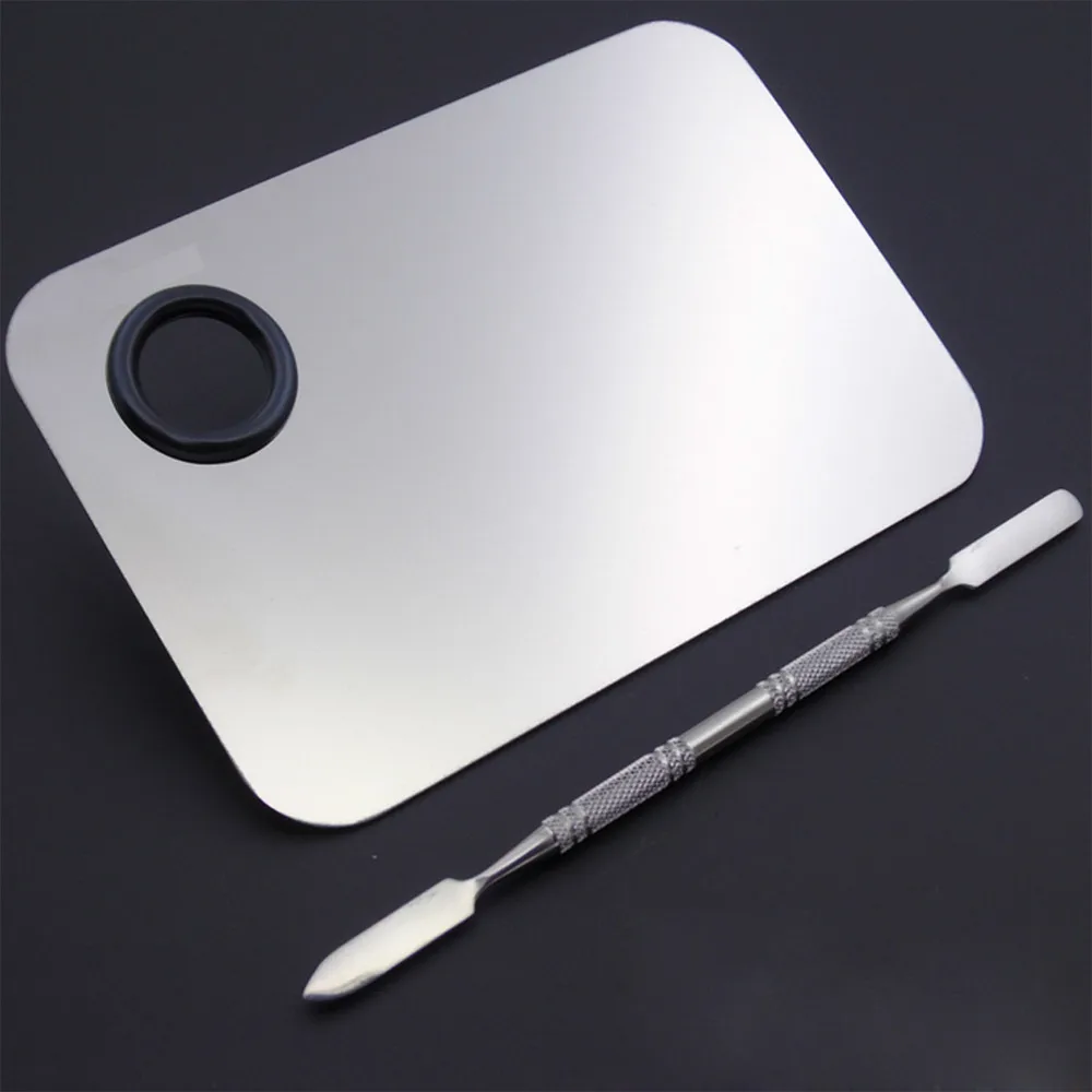 Palette Clear Acrylic Nail Art Makeup Polish Gel Foundation Eyeshadow Mixing Spatula Stainless Steel Rod Manicure Set Tool (2)