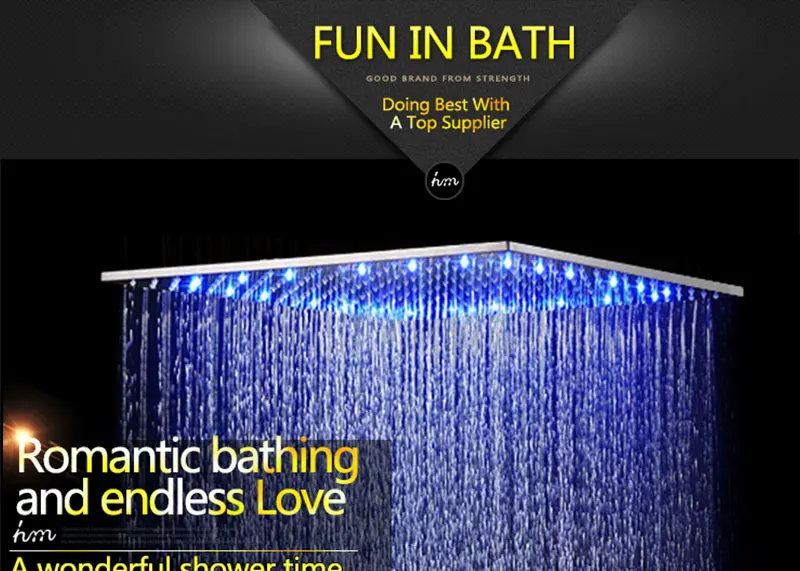 hm Intelligent Digital Display Rain Shower Set Installed in wall 2 Jets LED 24 Rainfall Thermostatic Touch Panel Mixer (8)