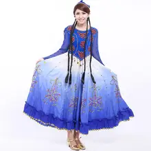 Женский синьцзянский костюм, национальный танец, костюмы для выступлений, женские сценические костюмы, светло-голубое платье