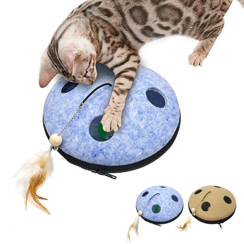 Interactive Cat Scratching Toy Kitten Feather Toys Scratcher Cats Pet Funny Palying Sound Squeaky Ball Toys