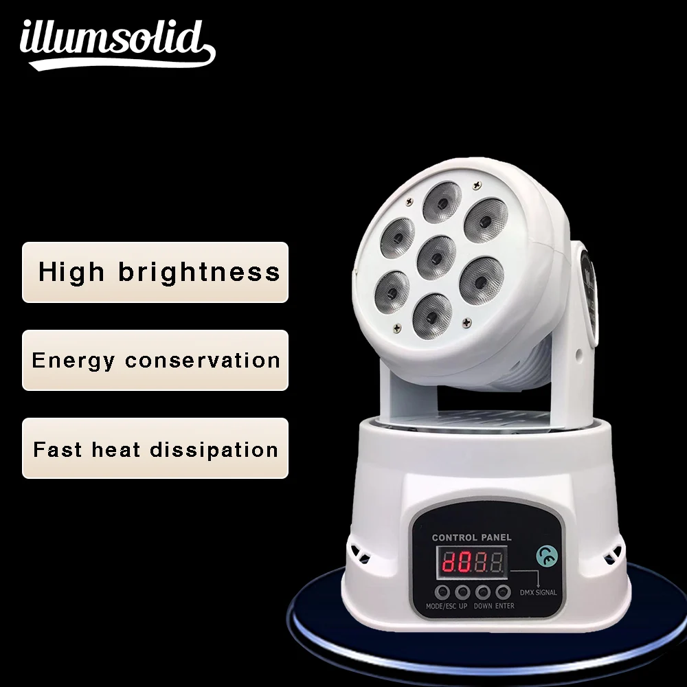 

7x12W Mini Moving Head Light Led Lighting Strobe Stage Light Wash Effect with Sound And Professional Lighting