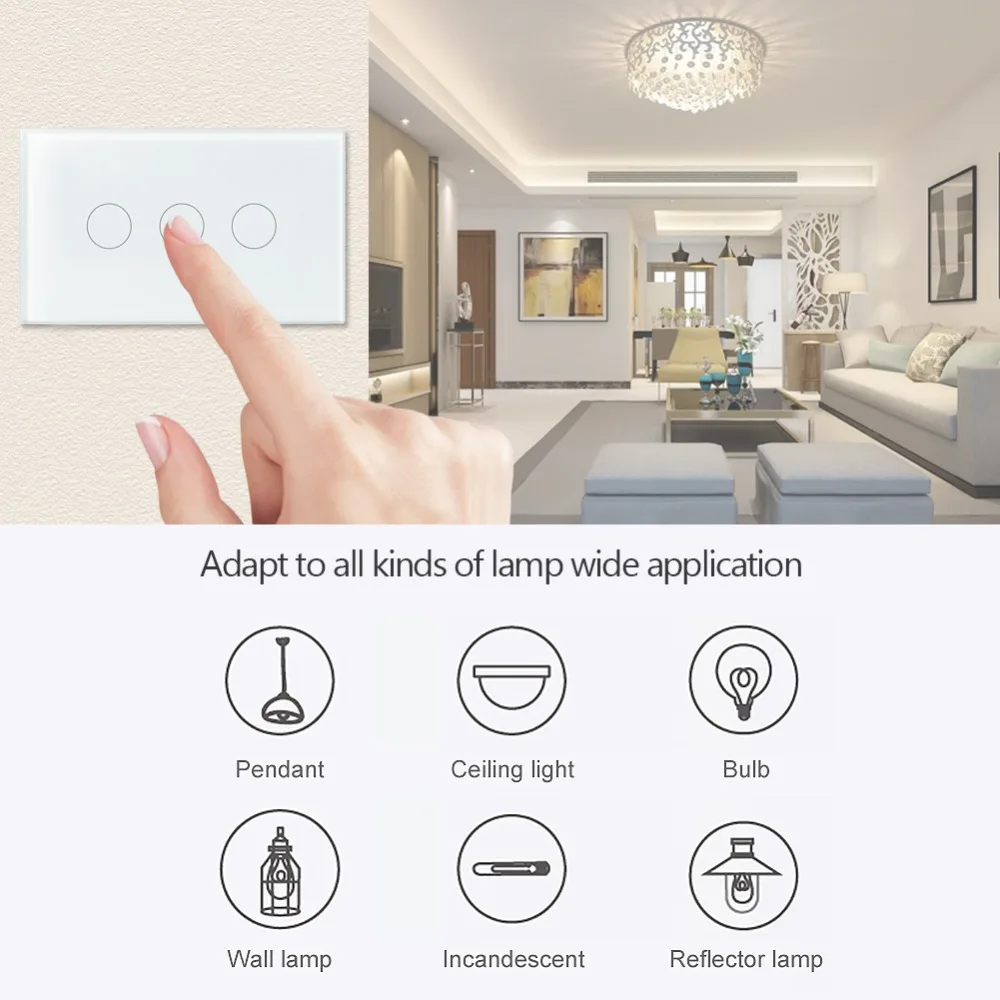 Geeklink Smart Home WiFi Switch для Alexa Google Home Voice Управление освещением Настенный светильник Прерыватель 1 2 3 Gang Smart Remote Control