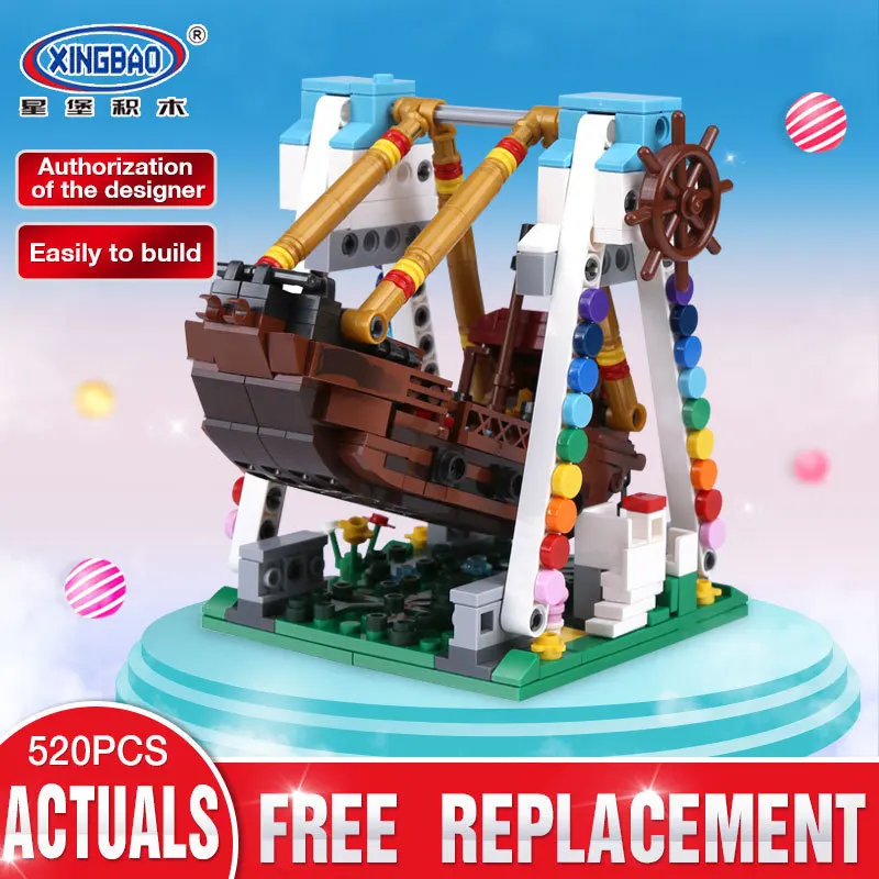 

Xingbao 01109 Amusement Park The Pirate Ship Set Compatible LP Building Blocks Bricks Educational Toys Model As Boy Gift