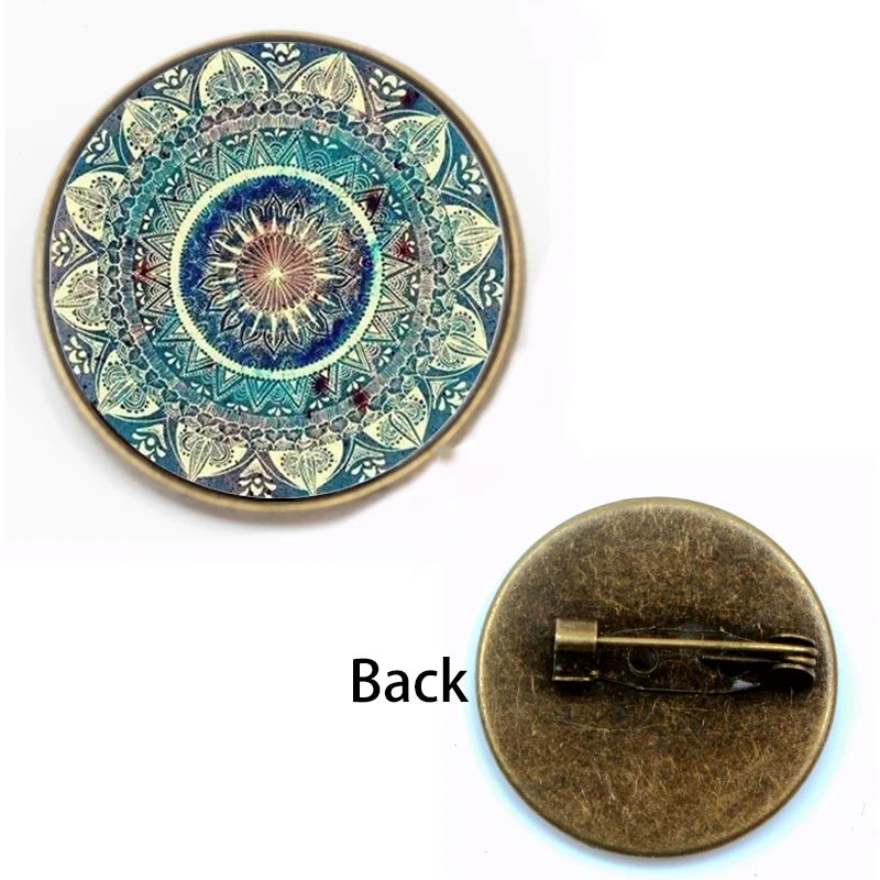 

Glamour Mandala Art Picture Brooch Henna Crystal Earrings Yoga Om Symbol Zen Buddhism Glass Brooch Feminine Jewelry Accessories