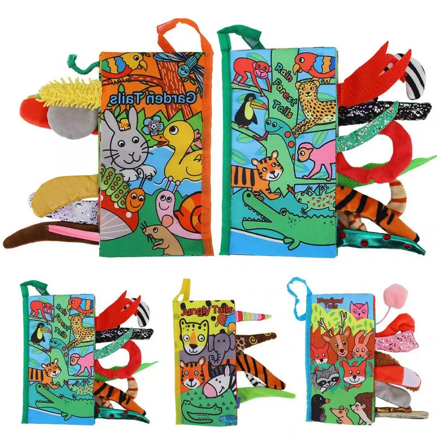 

2019 New Cloth Book Cartoon Animal Tails Cloth Book for Infant Baby Puzzle Toy Development Early Learning Education Books Lovely
