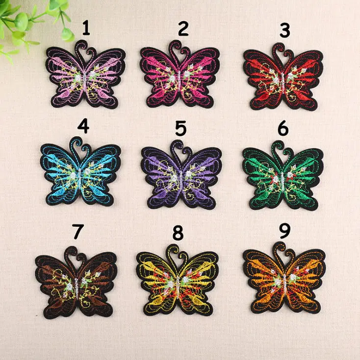 

New arrival 10 pcs beautiful butterfly Embroidered patches iron on cartoon animal Motif decor Applique repair diy accessory