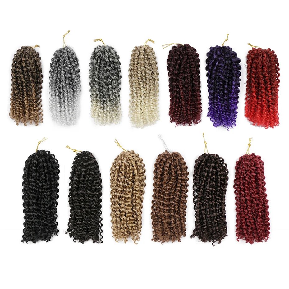 

3pcs Hot Sale 9 Inch Invisible Wire No Clip One Piece Hair Extensions Colorful Jamaican Bounce Curly Hair Natural Synthetic
