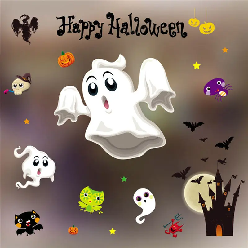 

Halloween Bone Pumpkin Static Electricity Wall Sticker Electrostatic Party Decorations Wall Decals Party Decorations