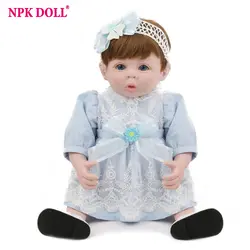 Reborn Baby Doll Полный игрушки для виниловой ванны силиконовые детский приятель 19 дюймов мягкая синего цвета для девочек куклы платье милые