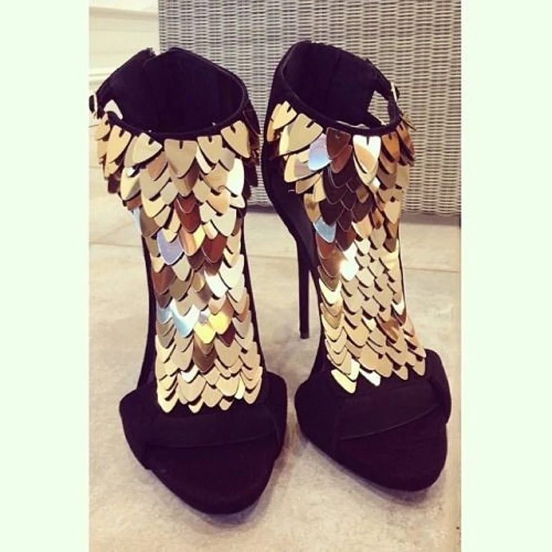 Hauts Talons Ouvert Mode Chaussures Noir Gold Bout Blingbling Gladiateur Femmes Robe Spike Sandales De Cheville À Wrap Rouge Nouvelles D'été wqTaEnY