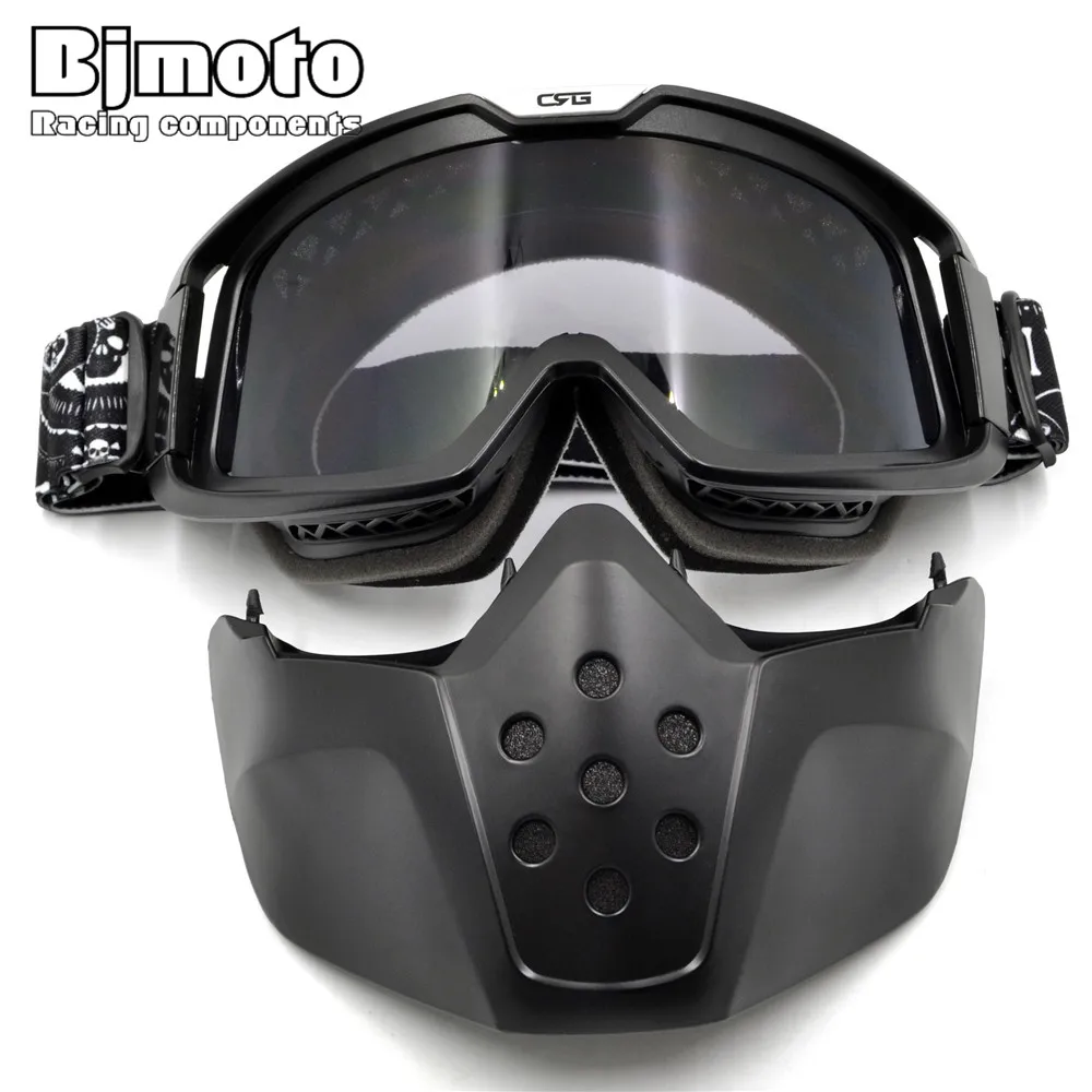 

BJMOTO New Double foam Detachable Modular Motorcycle Riding Helmet Goggles Shield Nose Face Mask For Moto Helmets