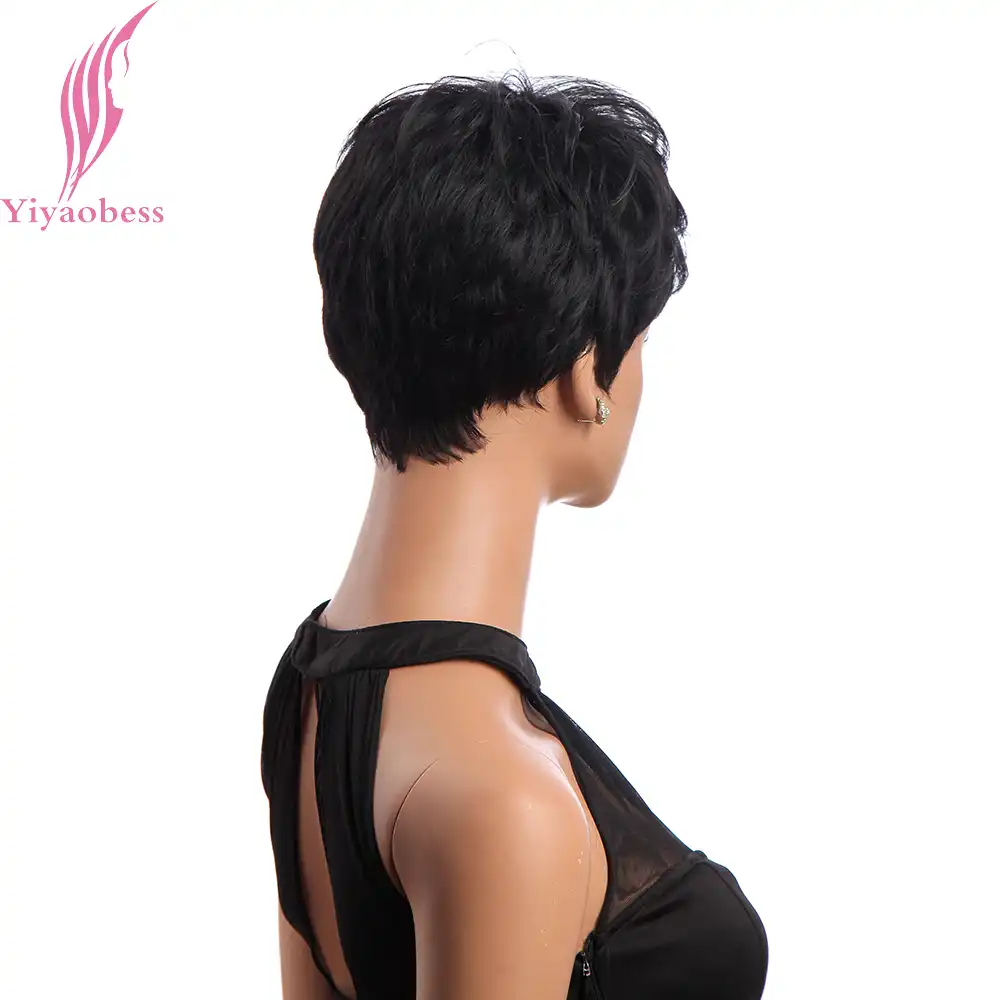 Yiyaobess Short Black Wig Curly Hair Synthetic Natural African