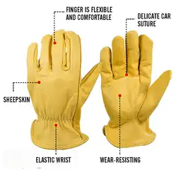 Рабочие Перчатки натуральной кожи Для мужчин перчатки сварки безопасности Защитные сад Спорт мото износостойкой перчатки 0004