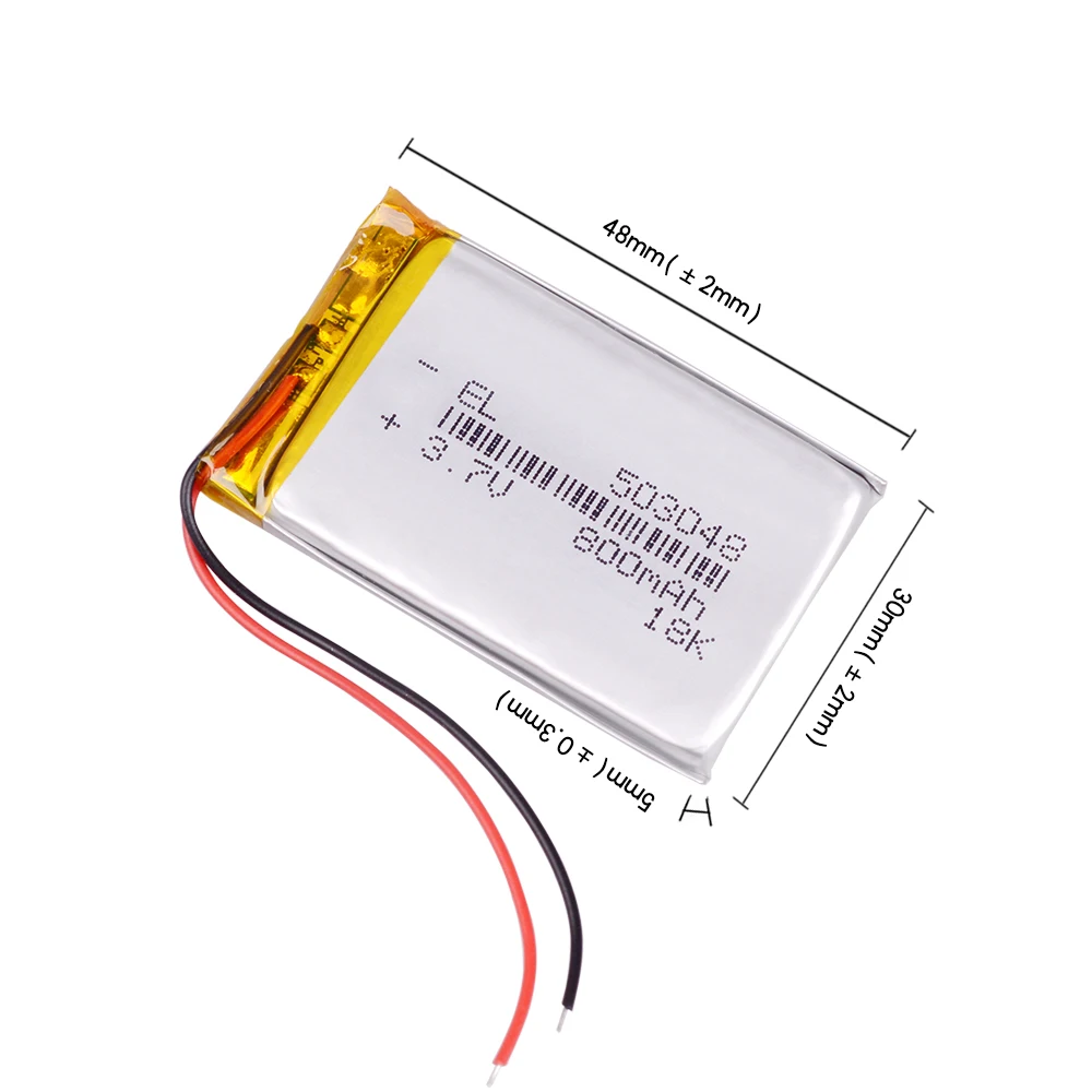 Перезаряжаемый 3,7 V 503048 053048 800MAH литий-полимерный аккумулятор для MP3 MP4 Bluetooth gps беспроводной контроллер налобный фонарь