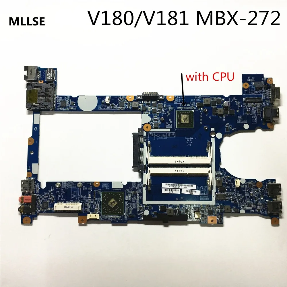 

MLLSE V180 V181 MBX-272 Laptop motherboard For Sony MBX 272 Main Board with CPU on Board 1P-0124500-6011 Fully Tested