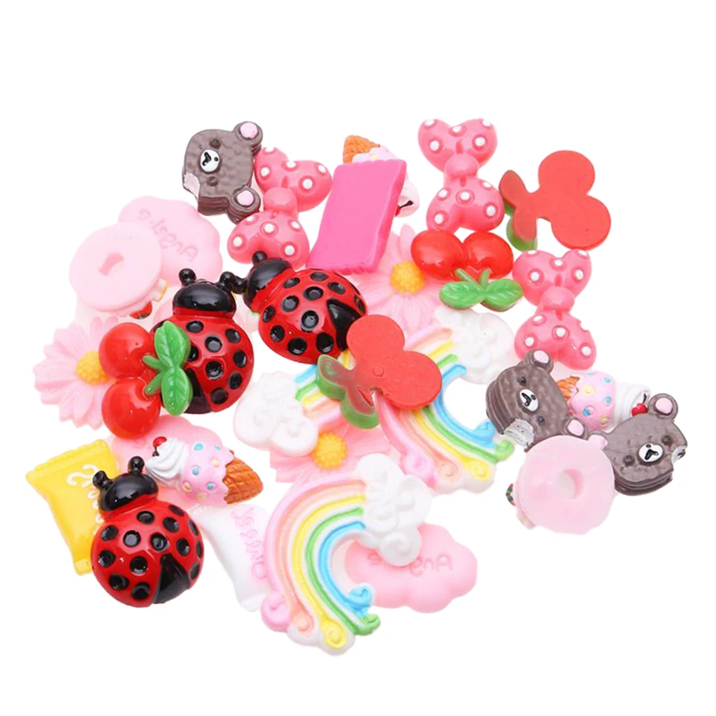 30pcs Kawaii Resin Flatback Cabochons Decoden Charms DIY Scrapbooking Phone Decor Embellishments