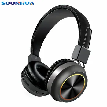 

SOONHUA Fashion Wireless Bluetooth Headphone Soft Earmuff Stereo Sound Super Bass Headsets LED Breathing Light Supports TF Cards