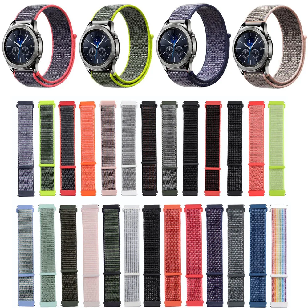 Спортивный нейлоновый ремешок 20 мм 22 для Samsung Galaxy Watch 42 46 активный Gear S3 S2 Amazfit Bip Huawei