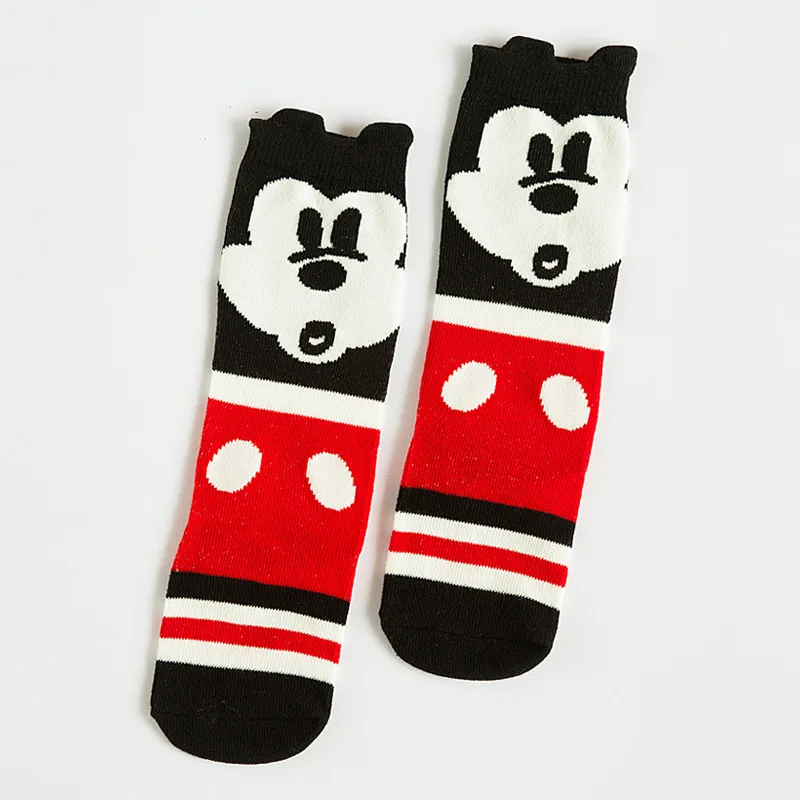 1 пара милые носки с мультипликационным принтом «Лиса» Детские носки до колена для мальчиков и девочек, хлопковые носки для детей ясельного возраста, длинные гольфы для животного мягкий хлопковый для младенцев Детские носки От 0 до 3 лет - Цвет: Mouse