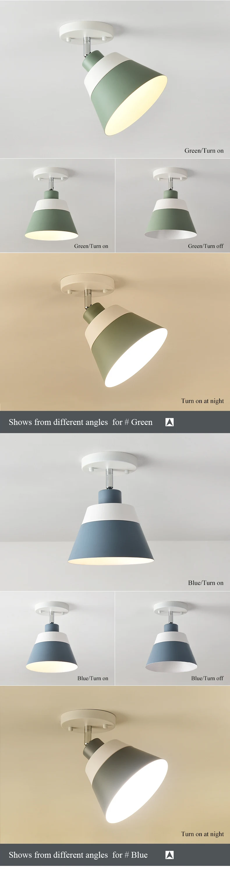 BOTIMI E27 светодиодный потолочный светильник с металлическим абажуром для коридора, регулируемый внутренний гостиной, современный потолочный светильник для кухни