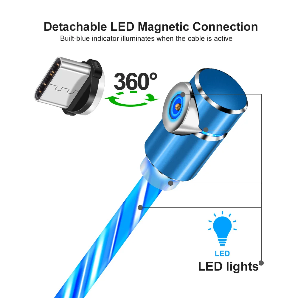 Магнитный usb-кабель OLAF L-Line для зарядки, usb-кабель type-C, светодиодный магнитный Кабель 90 градусов для iPhone X 8 7 Plus, кабели Micro usb